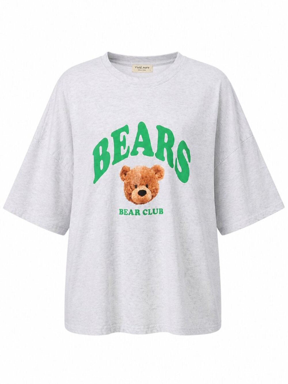Vivid_More Bear Face Graphic Oversized Short Sleeve Sweater Shirt XL